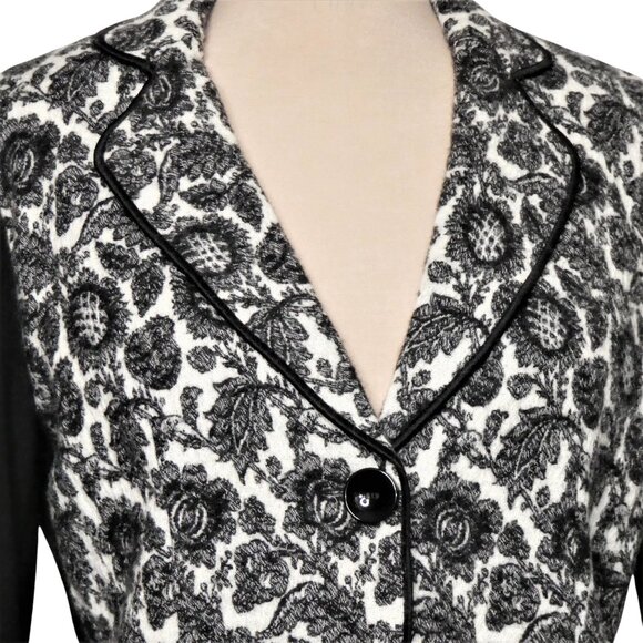 Hauber Black and white floral front wool Blend Knit Blazer Size 8 - Picture 6 of 13
